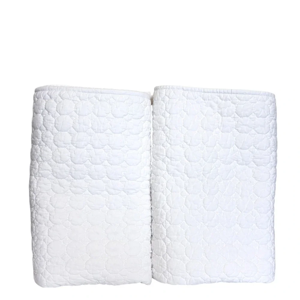 Crate & Barrel Fiona Quilted Euro Sham 26x26 White Cotton Set of 2 Textured